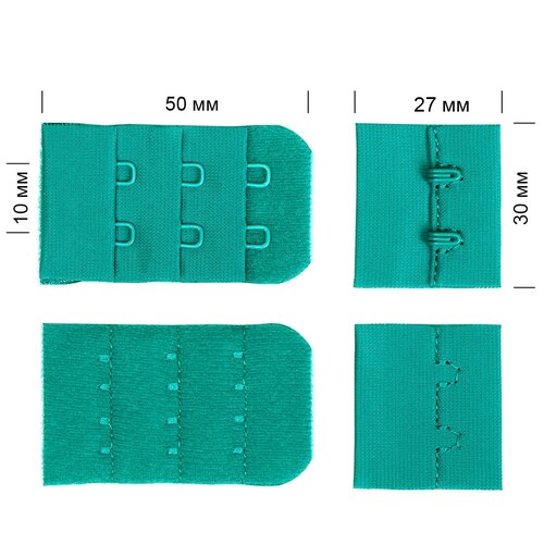 Застежка с крючками 3х2 для бюстгальтера TBY.3А2207 3см цв. А2207 бирюзовый уп.100шт застежка с крючками 3х2 для бюстгальтера tby 3f307 3см цв f307 натуральный уп 100шт