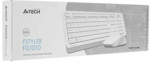 Комплект (клавиатура+мышь) A4 Fstyler FG1010, USB, беспроводной, белый [fg1010 white] - фото №5