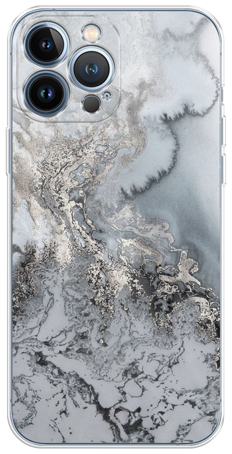 Силиконовый чехол на Apple iPhone 13 Pro Max / Айфон 13 Про Макс Морозная лавина серая