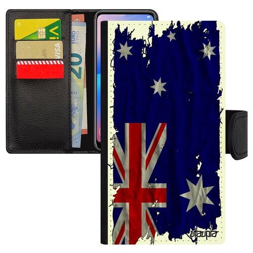 фото Чехол-книжка на мобильный iphone xs, "флаг австралии на ткани" патриот государственный utaupia