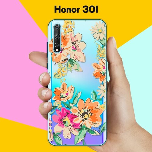 Силиконовый чехол Цветы оранжевые на Honor 30i силиконовый чехол фиолетовые цветы на honor 30i