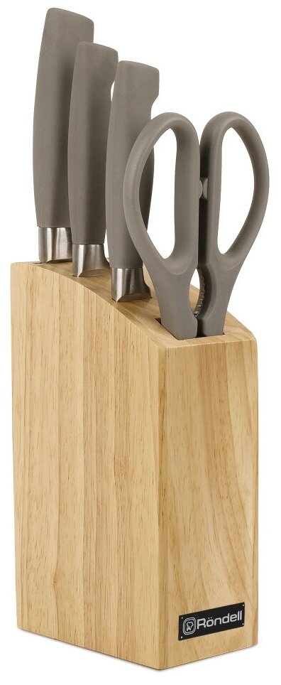 Набор ножей кухон. Rondell Dagger (RD-1438) компл:3предм. подставка/ножницы серый/коричневый подар. коробка