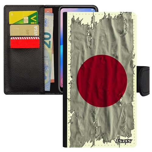 фото Чехол-книжка на смартфон mi 8, "флаг японии на ткани" страна государственный utaupia