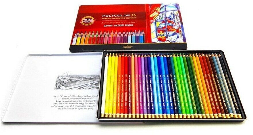 Карандаши цветные художественные Polycolor 3825, 36 цветов KOH-I-NOOR - фото №12