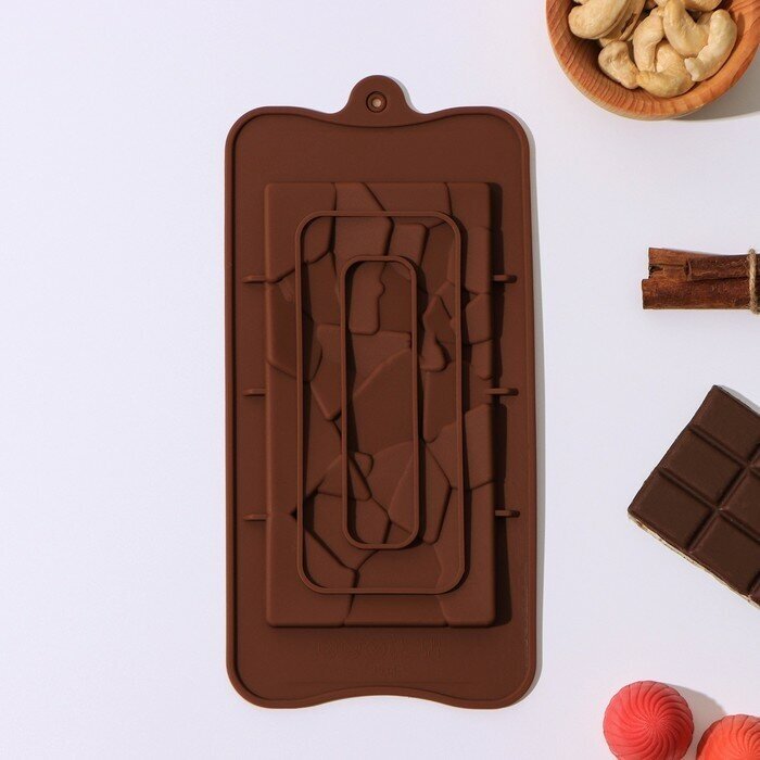 Форма для шоколада Доляна силиконовая "Дробленый шоколад", 21,2х10,6х1 см, шоколадный