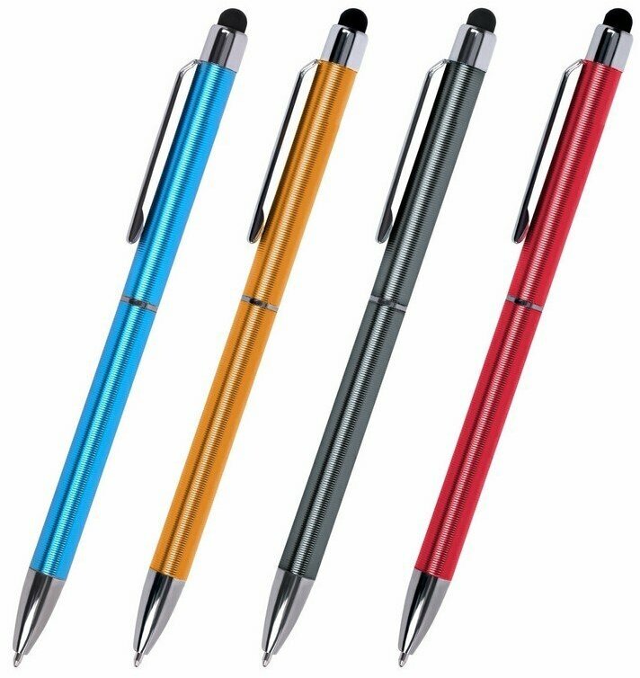 Ручка-стилус SONNEN для смартфонов/планшетов, синяя, корпус ассорти, серебристые детали, линия письма 1 мм, 14