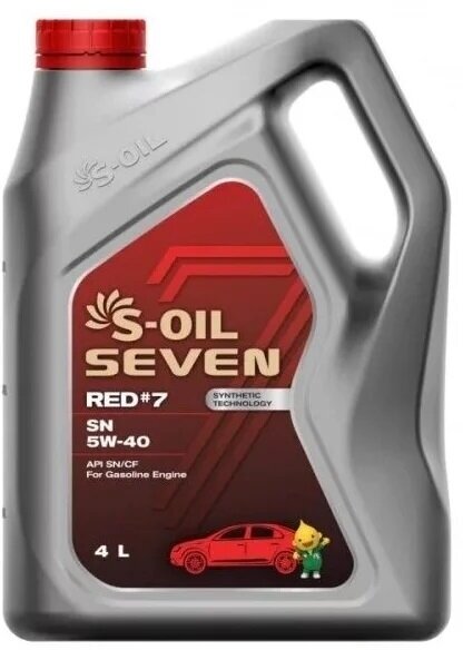 Синтетическое моторное масло S-OIL SEVEN RED #7 SN 5W-40, 4 л