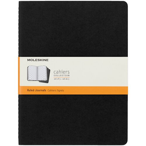 Блокнот Moleskine CAHIER JOURNAL QP321 XLarge 190х250мм, обложка картон, 120 страниц, линейка. Цвет: черный. Упаковка: 3шт.