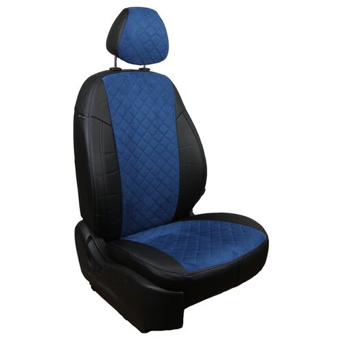 фото Чехлы на сиденья "автопилот" из алькантары ромб для mazda 3 седан c 04-13г. (хэтчбек с 04-09г.) черный, синий. ma-3-3s14-chesi-ar