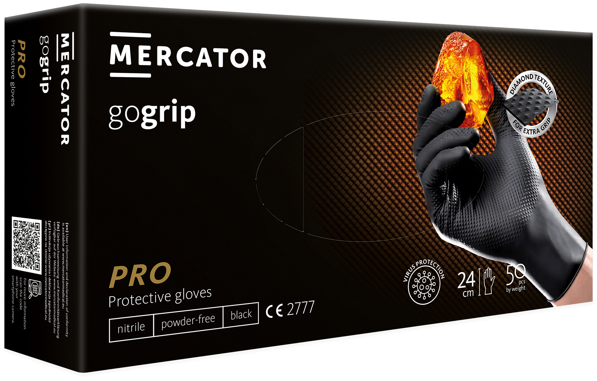 Перчатки одноразовые нитрил GOGRIP BLACK цв.черный (25 пар/уп) р.XXL - фотография № 1