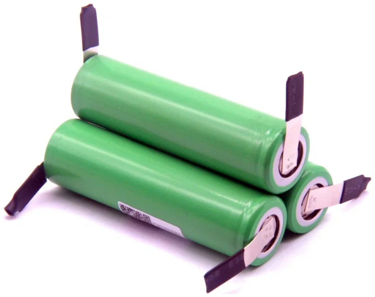 Аккумулятор силовой INR18650-25R LiitoKala 2500mAh 3шт с контактами под пайку для шуруповёртов, вейпов, пылесосов