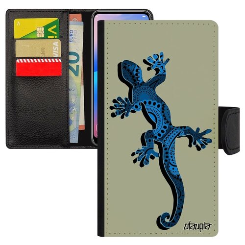 фото Чехол книжка на телефон apple iphone 7 plus, "саламандра" ящерица варан utaupia