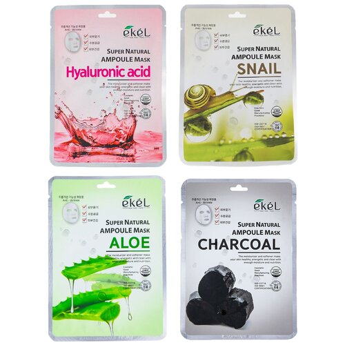 фото Ekel набор тканевых масок super natural ampoule masks 4 шт