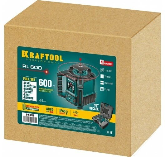 KRAFTOOL RL600 ротационный лазерный нивелир(34600_z01) - фотография № 19