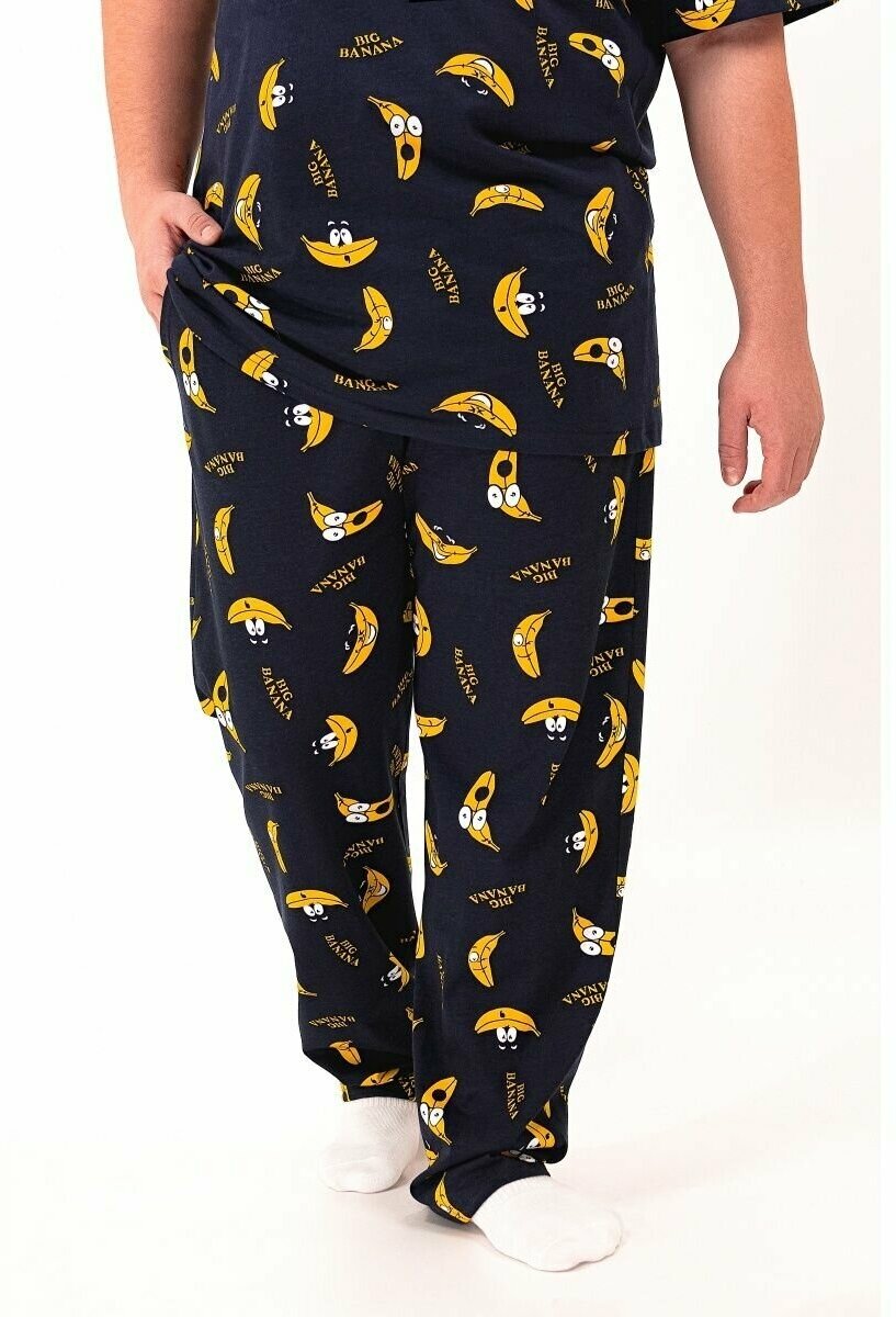 Мужская пижама, мужской пижамный комплект ARISTARHOV, Футболка + Брюки, Бананчик, синий желтый, размер 54 - фотография № 14