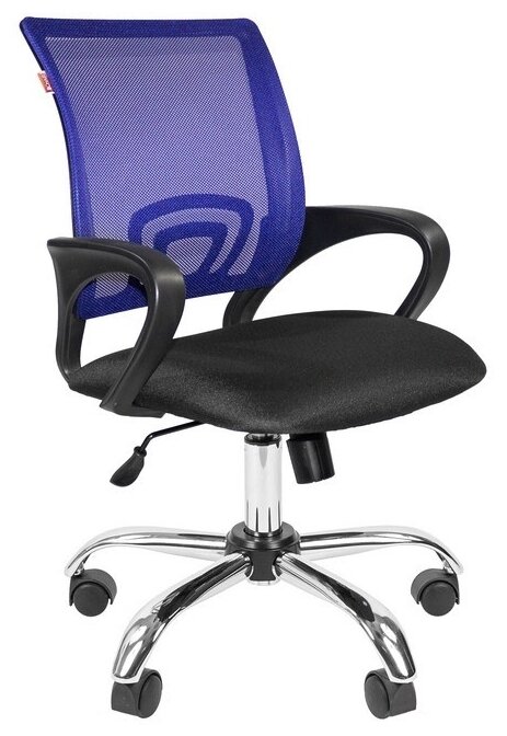 Кресло Easy Chair ткань черная сетка синий хром