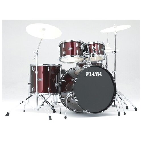 фото Tama sg52kh6-wr stagestar ударная установка из 5-ти барабанов (цвет - wine red) (бочка 16х22, томы 7x10, 8х12 напольный 14х16, малый 5х14) со стойкой для малого барабана, стойкой для хай-хэта, стойкой под тарелку, наклонной стойкой под тарелку, педалью для бас-бочки, стулом для барабанщика