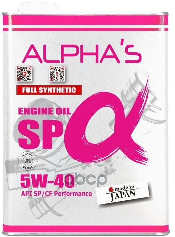 ALPHA'S Масло Моторное Alphas 5W40 Синтетическое Sn+/Sp/Cf Для Бензинового Двигателя
