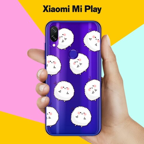 Силиконовый чехол на Xiaomi Mi Play Белые ежики / для Сяоми Ми Плей силиконовый чехол сотворение адама на xiaomi mi play сяоми ми плей