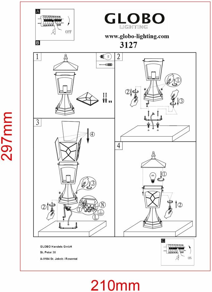 Уличный светильник GLOBO LIGHTING - фото №10