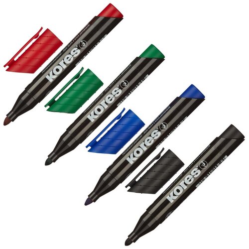 Набор маркеров перманентных KORES 1,5-3мм 4шт/уп 20943 набор маркеров stanley цветные 4шт stht81391 0