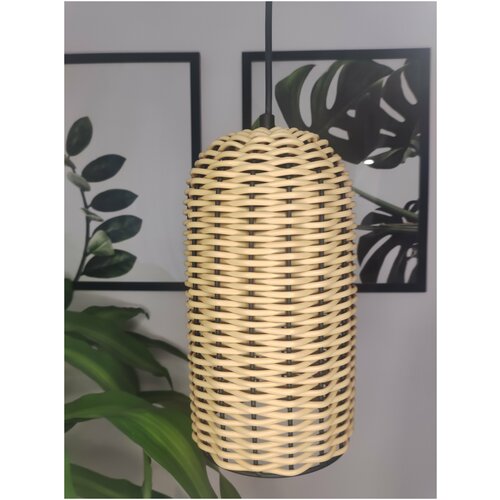 Подвесной плетеный светильник, Золотая Ива, S4961-1, из полиротанга, бежевый, Е27, 60 Вт