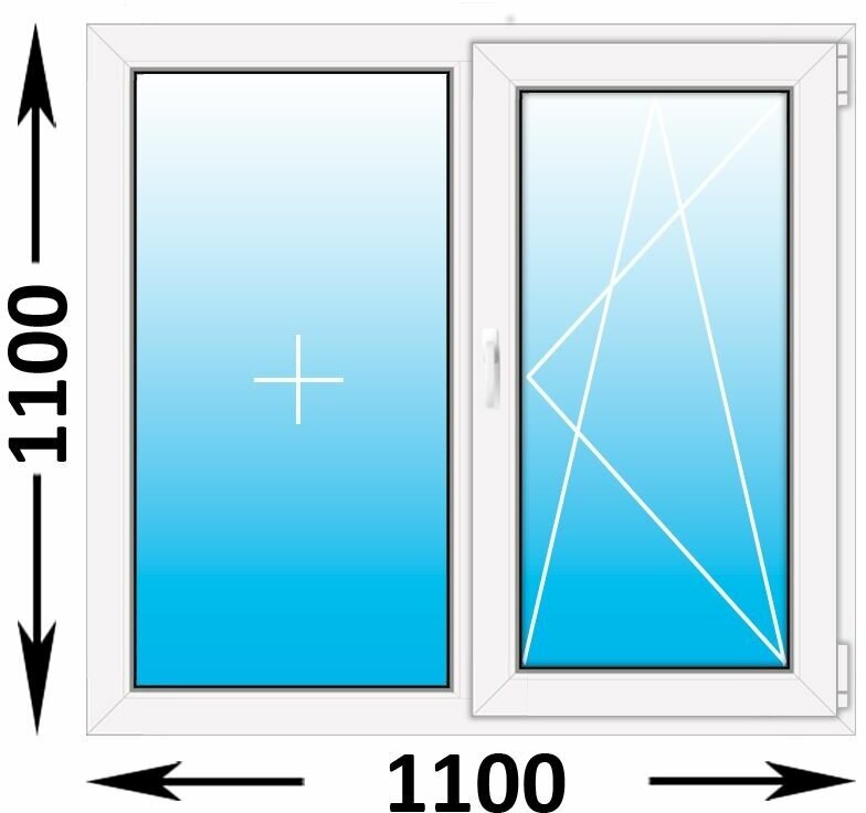 Пластиковое окно Veka WHS 60 двухстворчатое 1100x1100 (ширина Х высота) (1100Х1100)