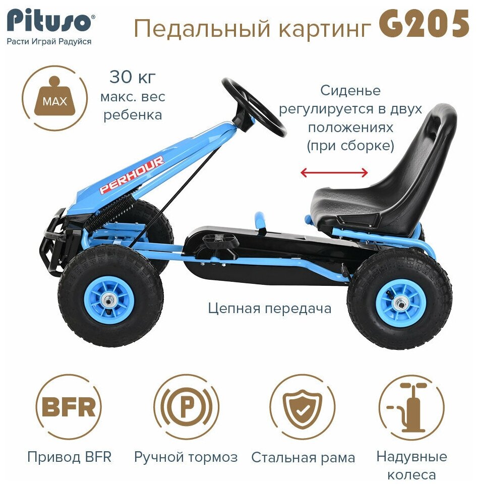 Педальный картинг Pituso G205 синий