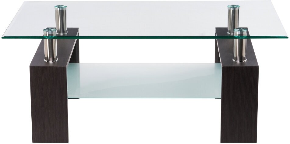 Журнальный столик KAPIOVI LESEON 1, прозрачное стекло, ножки венге