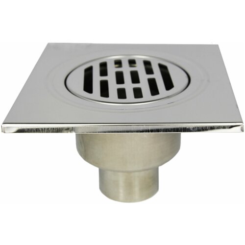 Трап мет. прямой 15х15 см (диам. 50 мм.) (нерж) гидрозатвор, MP-У