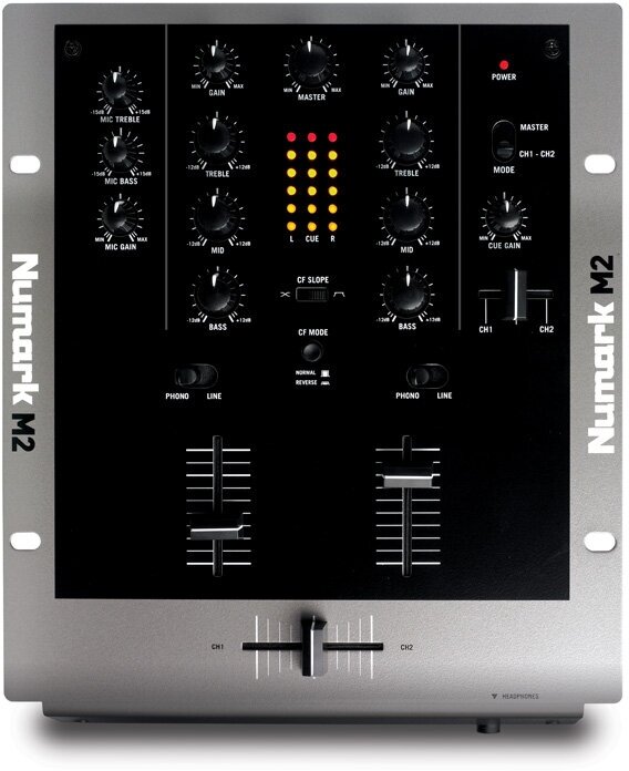 NUMARK M2 2-канальный 10" микшер входы: 2-4 линейных/phono, 2 phono, 2 линейных, 1 микрофонный