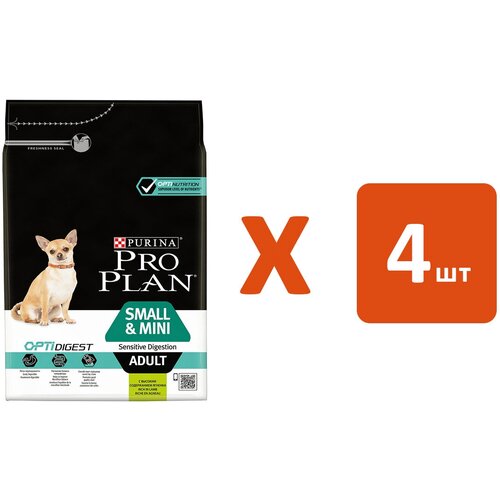 PURINA PRO PLAN ADULT DOG OPTIDIGEST SMALL/MINI SENSITIVE DIGESTION взрослые собак мелких пород с чувствительным пищеварением ягненок/рис (3 кг х 4шт) purina pro plan adult dog optidigest small mini sensitive digestion взрослые собак мелких пород с чувствительным пищеварением ягненок рис 3 кг х 4шт