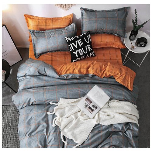 фото Комплект постельного белья grazia-textile семейный orange stripe, сатин, наволочки 70x70 2 шт. grazia textile