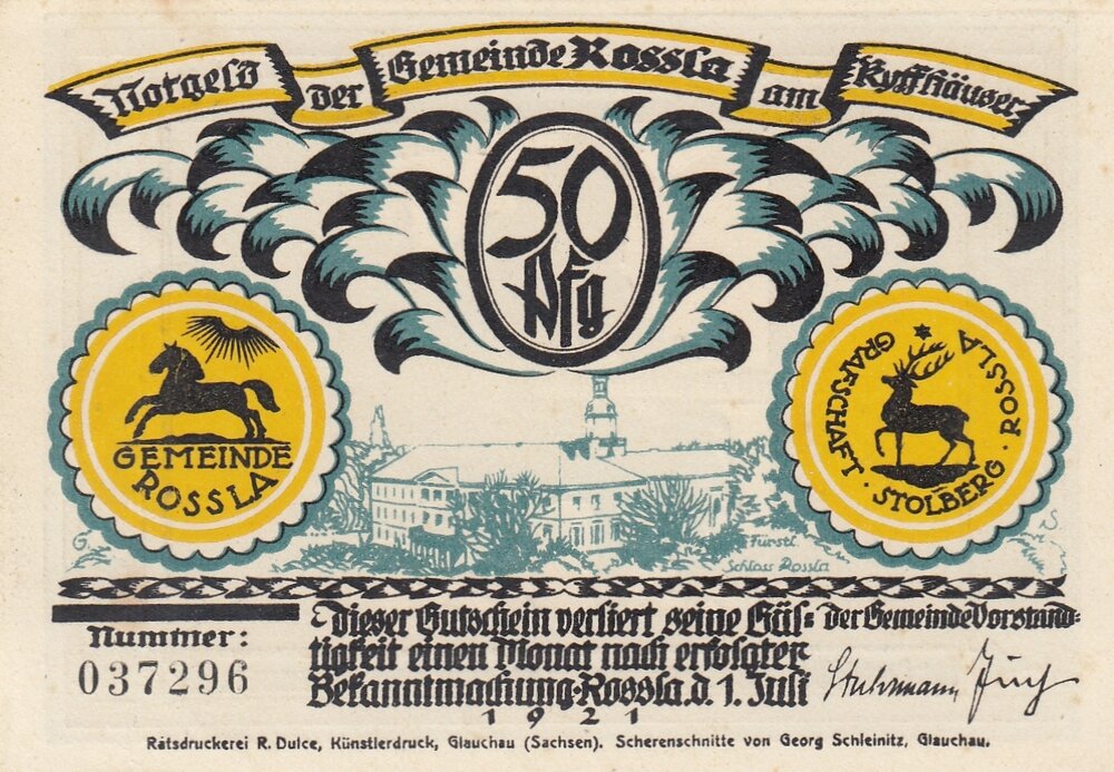 Германия (Веймарская Республика) Росла 50 пфеннигов 1921 г. (№4) (4)