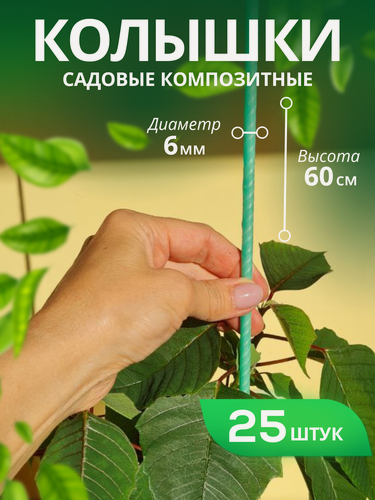 Изображение товара Колышки для подвязки комнатных растений композитные диаметр 6 мм, высота - 60 см, упаковка 30 шт/ опора для комнатных и садовых растений