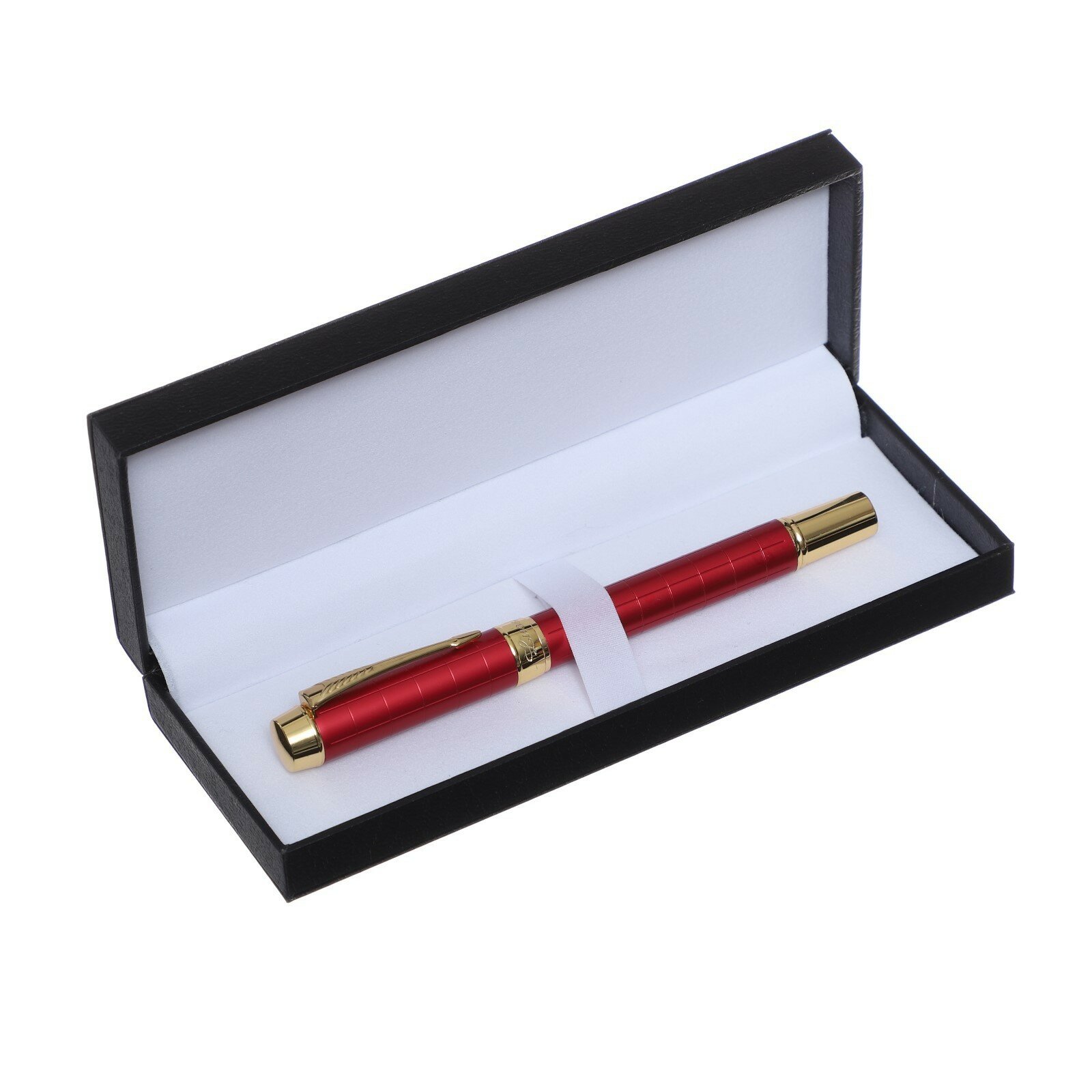 фото Ручка подарочная роллер, в кожзам футляре ПБ YS, корпус красный/золото