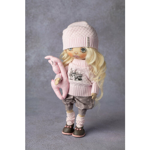 Авторская кукла Девочка в розовом текстильная, ручная работа