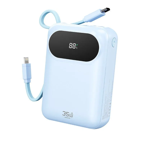 Внешний аккумулятор карманный ROCK Y11 Mini Series Power Bank with Cable 20000mAh 35w голубой 504000₽