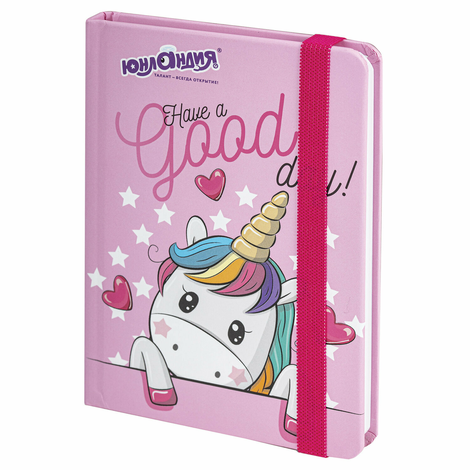 Блокнот Юнландия с резинкой в клетку 96 л, А6 102х148 мм, твердая обложка Unicorn (113742)