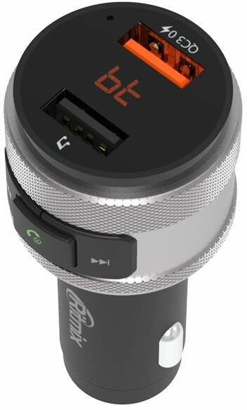 FM-трансмиттер Ritmix FMT-A707, монохромный дисплей, Bluetooth, черный — фото 1