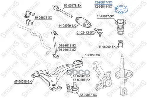 Опора амортизатора переднего правого! Toyota Camry 2.2-3.0 96-99 Stellox арт. 1298017SX