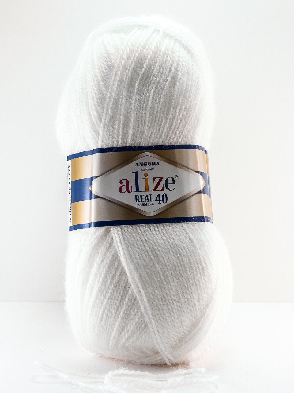 Alize пряжа "Angora Real 40" 55-белый (40% шерсть, 60% акрил, 5 шт. х100г, 430м)