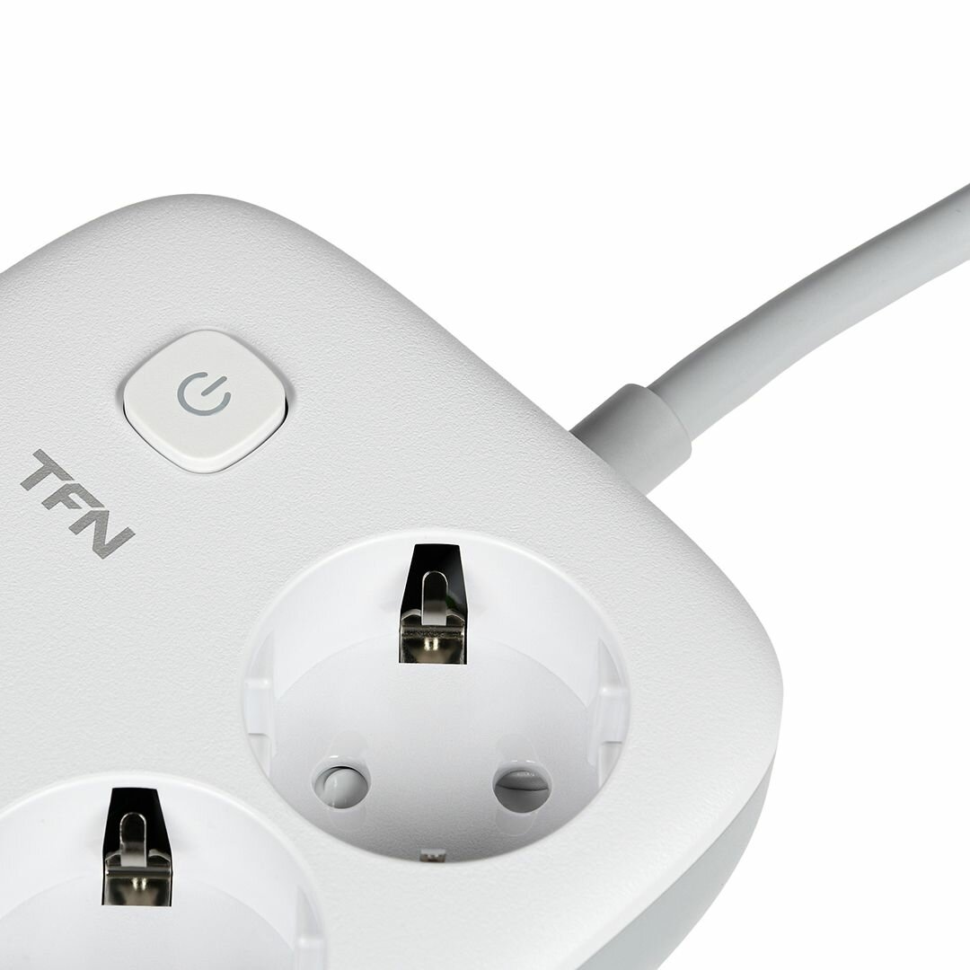Сетевой фильтр TFN POWER1 TFN-POWER1WH, с USB, 3 розетки, заземление — фото 1