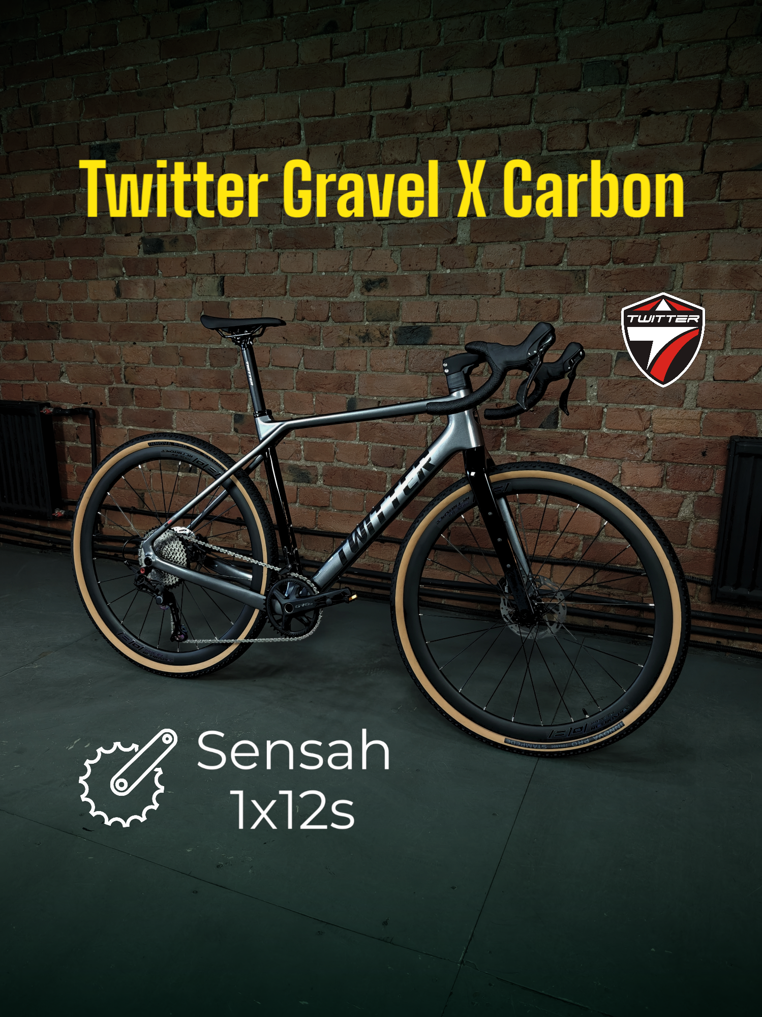 Велосипед Twitter Gravel X Full-hydr Carbon, 9.8 кг, 700х40с гревел шоссейный взрослый, 52 см 12 скоростей, цвет Серый