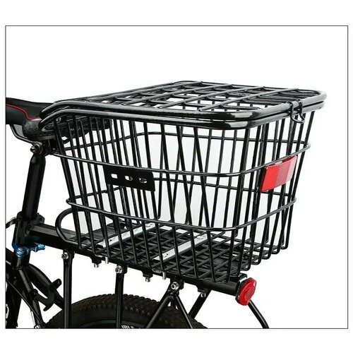 Корзина велосипедная SteelLid, задняя, на багажник, с крышкой, светоотражающей пленкой, 1,8кг