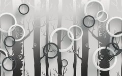 Изображение товара Фотообои на стену антивандальные 160х100см Круги на фоне деревьев 3D винил на флизелине