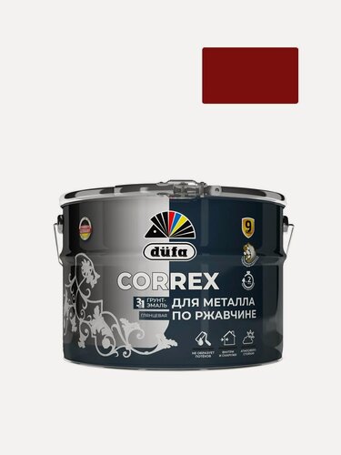 Изображение товара Грунт-эмаль по ржавчине гладкая Correx 3 в 1 RAL-3011 красно-коричневый 10 л