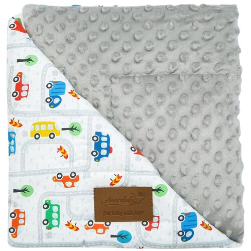 фото Плед amarobaby растем вместе 96х87 хлопок/minky дорога, серый