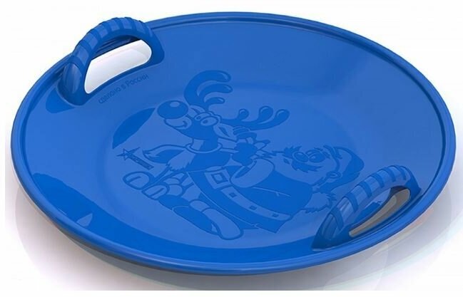 фото Салазка/ Ледянка Нордпласт большая с оленем (58 см) синяя