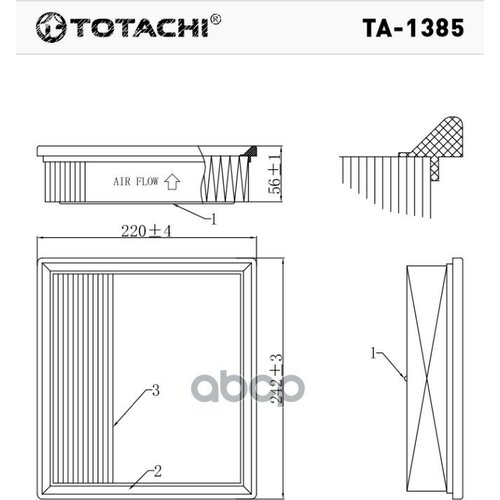 Фильтр Воздушный Totachi Ta-1385 TOTACHI арт. TA-1385